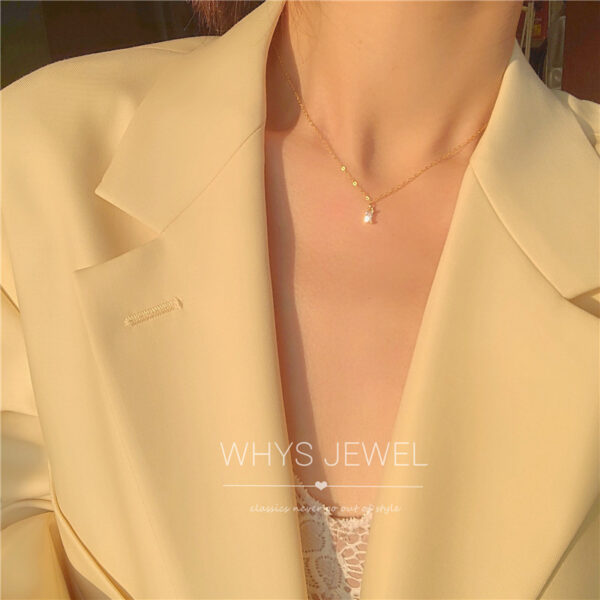 French Elegant 925 Silver K Gold Plated Small Square Diamond Necklace Women's Light Luxury Temperament Design Super Flash Clavicle Chain Necklace Women - Image 2